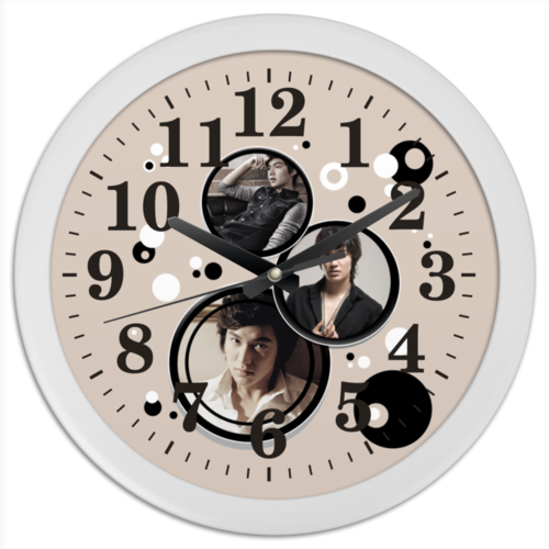 Заказать часы для офиса в Москве. Часы круглые из пластика Ли Мин Хо от liya - готовые дизайны и нанесение принтов.