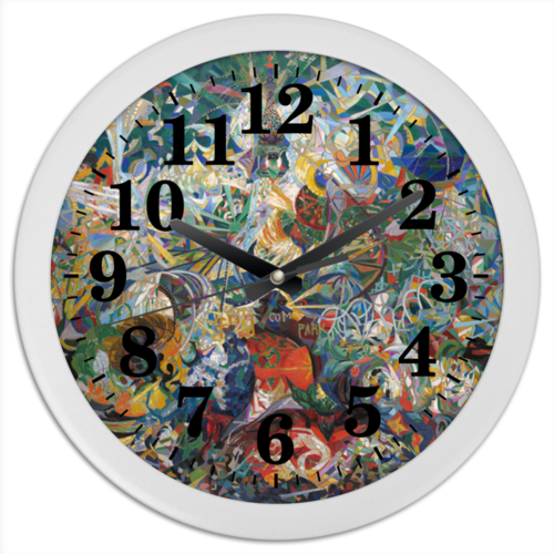 Заказать часы для офиса в Москве. Часы круглые из пластика Битва Огней, Кони-Айленд (Джозеф Стелла) от trend - готовые дизайны и нанесение принтов.