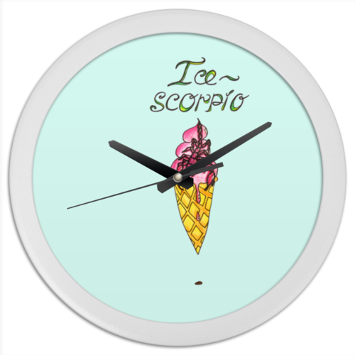 Заказать часы для офиса в Москве. Часы круглые из пластика Сладкий скорпион от antoninayakhina  - готовые дизайны и нанесение принтов.