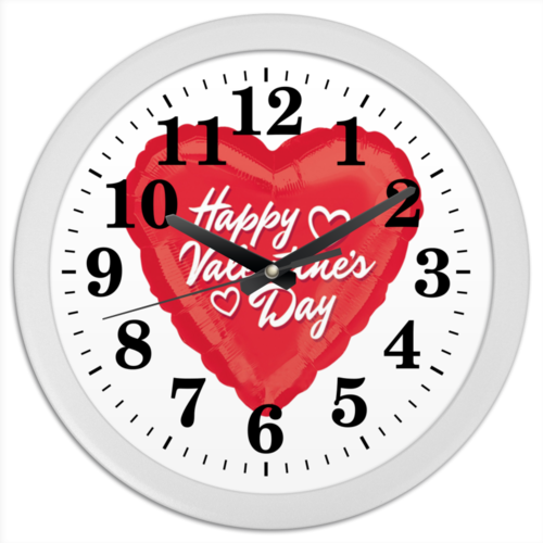 Заказать часы для офиса в Москве. Часы круглые из пластика Happy Valentine's Day от Leichenwagen - готовые дизайны и нанесение принтов.
