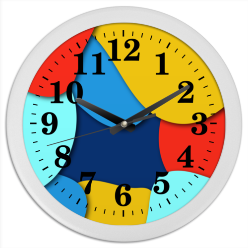 Заказать часы для офиса в Москве. Часы круглые из пластика Разноцветные от BeliySlon - готовые дизайны и нанесение принтов.