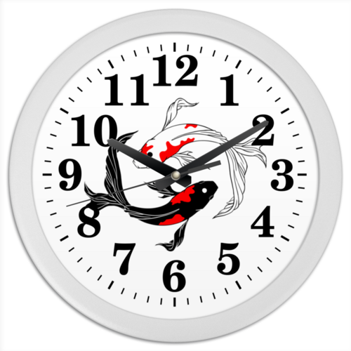 Заказать часы для офиса в Москве. Часы круглые из пластика Рыбки от Дана Столыпина - готовые дизайны и нанесение принтов.