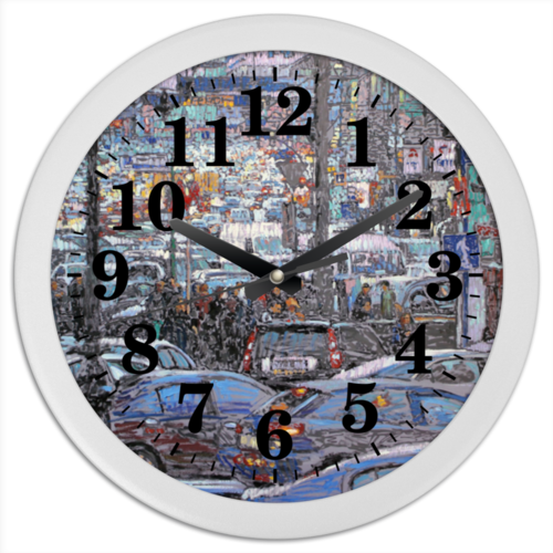 Заказать часы для офиса в Москве. Часы круглые из пластика Охотный ряд от Люся Чарская - готовые дизайны и нанесение принтов.