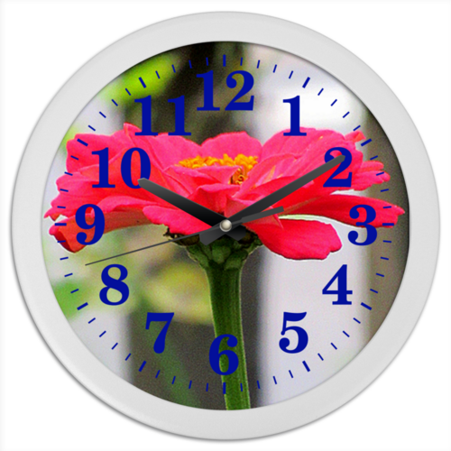 Заказать часы для офиса в Москве. Часы круглые из пластика красный цветок от evragka  - готовые дизайны и нанесение принтов.