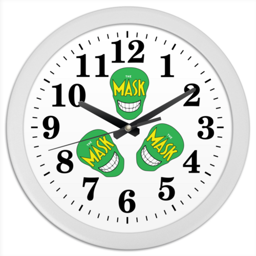 Заказать часы для офиса в Москве. Часы круглые из пластика the mask от mimiart  - готовые дизайны и нанесение принтов.