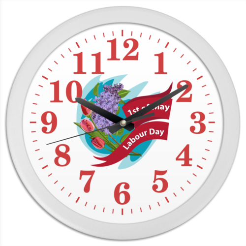 Заказать часы для офиса в Москве. Часы круглые из пластика 1 мая от Сакурана  - готовые дизайны и нанесение принтов.