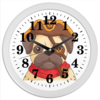 Заказать часы для офиса в Москве. Часы круглые из пластика Мопс-пират от BeliySlon - готовые дизайны и нанесение принтов.