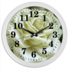 Заказать часы для офиса в Москве. Часы круглые из пластика Белая роза от Inna Novitskaya - готовые дизайны и нанесение принтов.