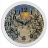 Заказать часы для офиса в Москве. Часы круглые из пластика Время зима от rikart - готовые дизайны и нанесение принтов.