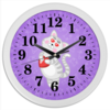 Заказать часы для офиса в Москве. Часы круглые из пластика Влюбленная кошечка от Ordwen - готовые дизайны и нанесение принтов.