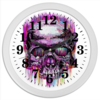 Заказать часы для офиса в Москве. Часы круглые из пластика Skull Art от Leichenwagen - готовые дизайны и нанесение принтов.