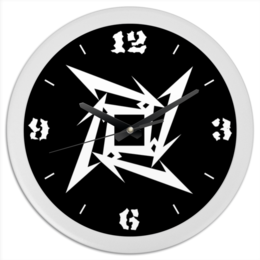 Заказать часы для офиса в Москве. Часы круглые из пластика «Логотип Metallica» от metallica - готовые дизайны и нанесение принтов.