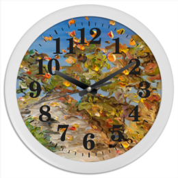 Заказать часы для офиса в Москве. Часы круглые из пластика Осень от rikart - готовые дизайны и нанесение принтов.