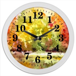 Заказать часы для офиса в Москве. Часы круглые из пластика Осенний лес от Ксения Соломатина - готовые дизайны и нанесение принтов.