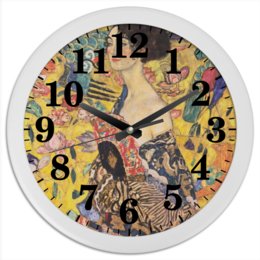 Заказать часы для офиса в Москве. Часы круглые из пластика Дама с веером (Густав Климт) от trend - готовые дизайны и нанесение принтов.
