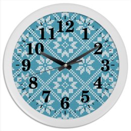 Заказать часы для офиса в Москве. Часы круглые из пластика Новогодние узоры от FireFoxa - готовые дизайны и нанесение принтов.