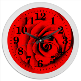 Заказать часы для офиса в Москве. Часы круглые из пластика Красная роза  от Aleksa - готовые дизайны и нанесение принтов.