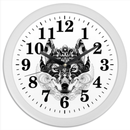 Заказать часы для офиса в Москве. Часы круглые из пластика Волк Стилизация от Виктор Гришин - готовые дизайны и нанесение принтов.