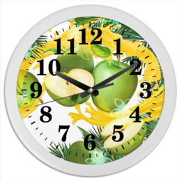 Заказать часы для офиса в Москве. Часы круглые из пластика Яблоки от Виктор Гришин - готовые дизайны и нанесение принтов.