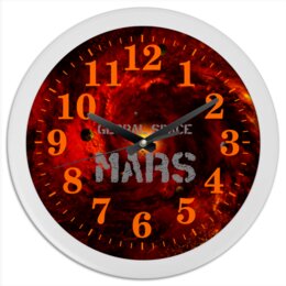 Заказать часы для офиса в Москве. Часы круглые из пластика Global Space Mаgic Mars (коллекция №1) от Global Space Magic  - готовые дизайны и нанесение принтов.