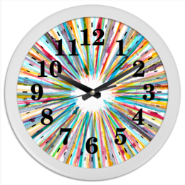 Заказать часы для офиса в Москве. Часы круглые из пластика Акварель от BeliySlon - готовые дизайны и нанесение принтов.