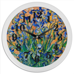 Заказать часы для офиса в Москве. Часы круглые из пластика Солнечные ирисы от rikart - готовые дизайны и нанесение принтов.
