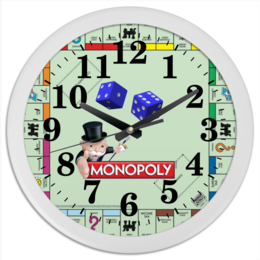 Заказать часы для офиса в Москве. Часы круглые из пластика MONOPOLY от balden - готовые дизайны и нанесение принтов.