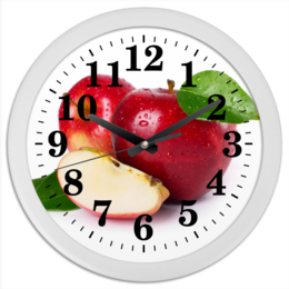 Заказать часы для офиса в Москве. Часы круглые из пластика яблоки от annet0897 - готовые дизайны и нанесение принтов.