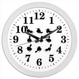 Заказать часы для офиса в Москве. Часы круглые из пластика Кошки 2 от Виктор Гришин - готовые дизайны и нанесение принтов.
