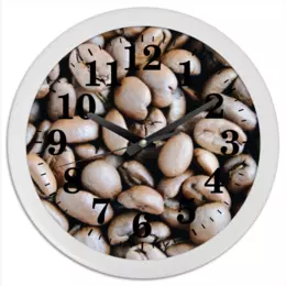 Заказать часы для офиса в Москве. Часы круглые из пластика Кофейные зёрна от Anstey  - готовые дизайны и нанесение принтов.