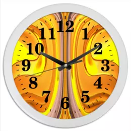 Заказать часы для офиса в Москве. Часы круглые из пластика Желтый струйчатый мотив от Alexey Evsyunin - готовые дизайны и нанесение принтов.