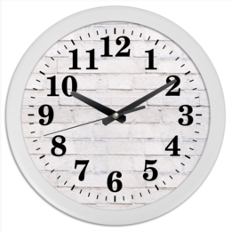 Заказать часы для офиса в Москве. Часы круглые из пластика Кирпичные от BeliySlon - готовые дизайны и нанесение принтов.