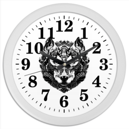 Заказать часы для офиса в Москве. Часы круглые из пластика Волк Стилизация 2 от Виктор Гришин - готовые дизайны и нанесение принтов.