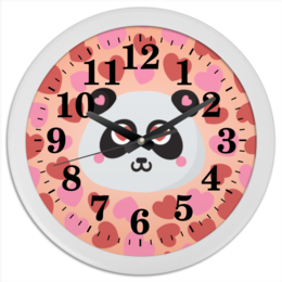 Заказать часы для офиса в Москве. Часы круглые из пластика Влюбленная панда от Ordwen - готовые дизайны и нанесение принтов.