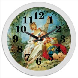 Заказать часы для офиса в Москве. Часы круглые из пластика Счастливые любовники (картина Фрагонара) от trend - готовые дизайны и нанесение принтов.