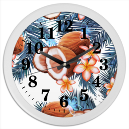 Заказать часы для офиса в Москве. Часы круглые из пластика Кокосы от Виктор Гришин - готовые дизайны и нанесение принтов.
