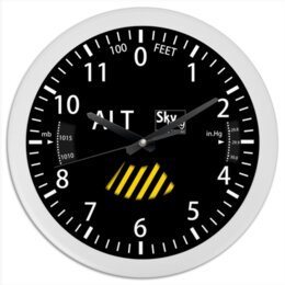 Заказать часы для офиса в Москве. Часы круглые из пластика Часы авиа высотомер от SkyWay Aviation Clothing RUS  - готовые дизайны и нанесение принтов.