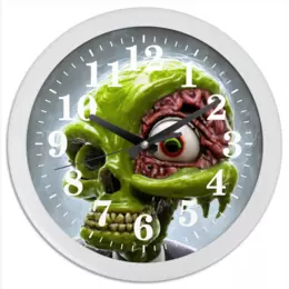 Заказать часы для офиса в Москве. Часы круглые из пластика Зомби от Дана Столыпина - готовые дизайны и нанесение принтов.
