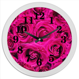 Заказать часы для офиса в Москве. Часы круглые из пластика Pink Roses от meteorol - готовые дизайны и нанесение принтов.