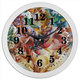 Заказать часы для офиса в Москве. Часы круглые из пластика Коловращение судьбы (Умберто Боччони) от trend - готовые дизайны и нанесение принтов.