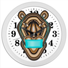 Заказать часы для офиса в Москве. Часы круглые из пластика Тигр в маске от Stil na yarkosti - готовые дизайны и нанесение принтов.