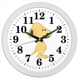 Заказать часы для офиса в Москве. Часы круглые из пластика Фанни дог от mrs-snit@yandex.ru - готовые дизайны и нанесение принтов.