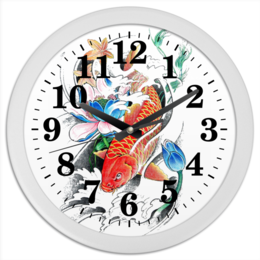 Заказать часы для офиса в Москве. Часы круглые из пластика Китайский карп от Виктор Гришин - готовые дизайны и нанесение принтов.