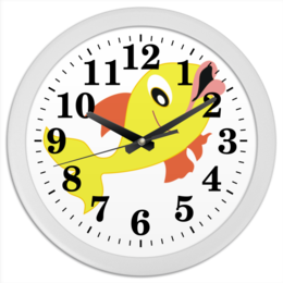 Заказать часы для офиса в Москве. Часы круглые из пластика золотая рыбка от nikol - готовые дизайны и нанесение принтов.