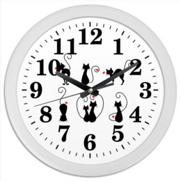Заказать часы для офиса в Москве. Часы круглые из пластика Кошки 8 от Виктор Гришин - готовые дизайны и нанесение принтов.