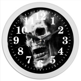 Заказать часы для офиса в Москве. Часы круглые из пластика Skull от Дана Столыпина - готовые дизайны и нанесение принтов.