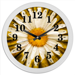 Заказать часы для офиса в Москве. Часы круглые из пластика Часы Ромашка от Юрий Иванов - готовые дизайны и нанесение принтов.