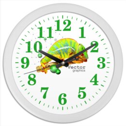 Заказать часы для офиса в Москве. Часы круглые из пластика Хамелеон. Векторная графика. от Zorgo-Art  - готовые дизайны и нанесение принтов.