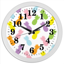 Заказать часы для офиса в Москве. Часы круглые из пластика Ананасы! от alinacat92@mail.ru - готовые дизайны и нанесение принтов.