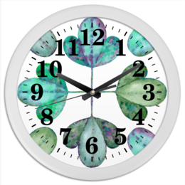 Заказать часы для офиса в Москве. Часы круглые из пластика Яркие листья. Мятный бриз. от Mint Cat - готовые дизайны и нанесение принтов.
